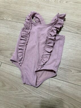 H&M girl Mauve Pink Ruffle One-Piece swimsuit 12m